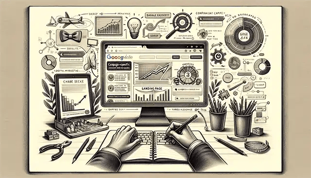 A digital marketer crafting a bespoke, campaign-specific landing page