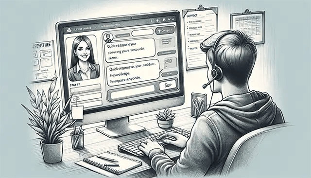 A website visitor interacting with a live chat feature on a website