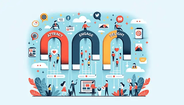 Attract-Engage-Delight model of inbound marketing