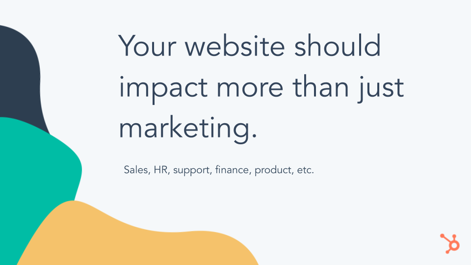 CMS Hub Website Impact. grey slide, stating your website should impact more than just marketing