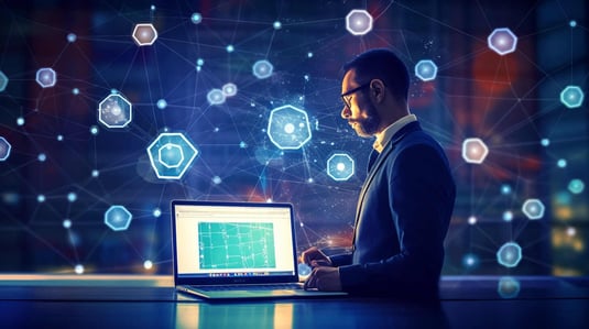 Marketing manager analyzing a digital web