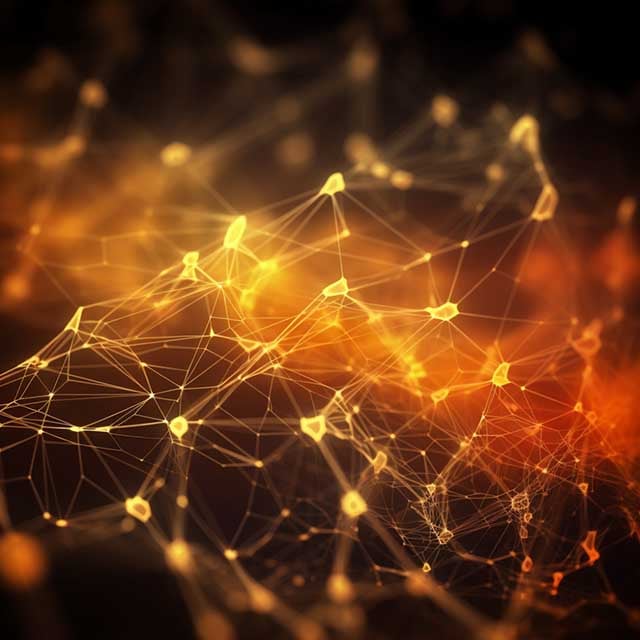 Neural network visualisation nodes glowing