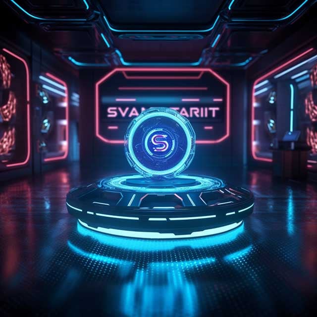 SmartGPT logo illuminated on a holographic screen