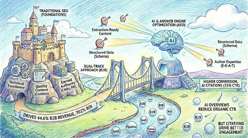 Traditional SEO Foundations plus AI