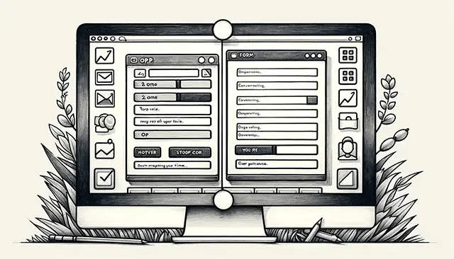 Two contrasting web forms side by side to illustrate balance