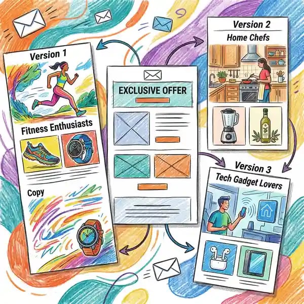Dynamic email personalisation showing different content rendering for different customer segments
