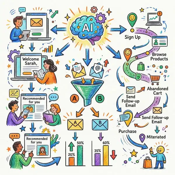 AI email marketing automation workflow with personalised sequences and A/B testing