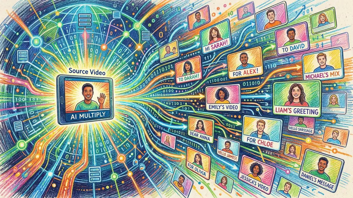 AI video personalization workflow showing dynamic name insertion and custom messaging templates