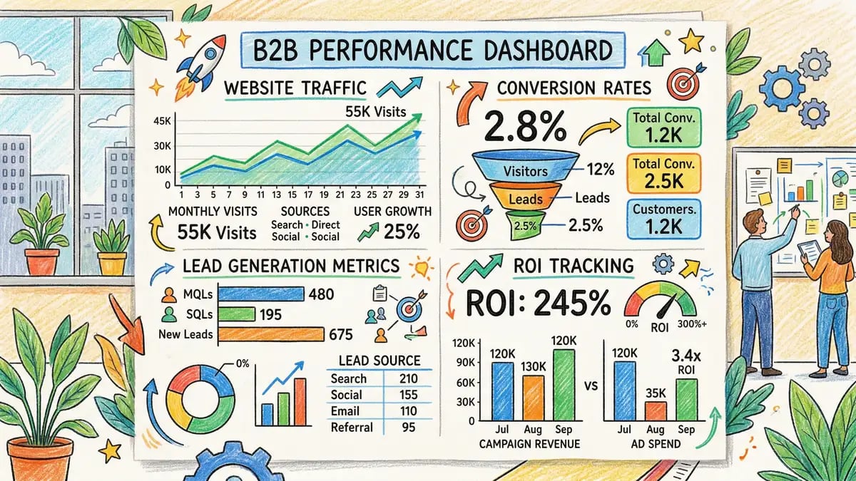 Analytics dashboard showing conversion metrics and visitor behavior