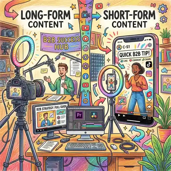 Professional creating authentic short-form video content on smartphone for LinkedIn and social media