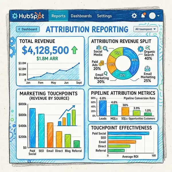 HubSpot attribution reporting dashboard configuration