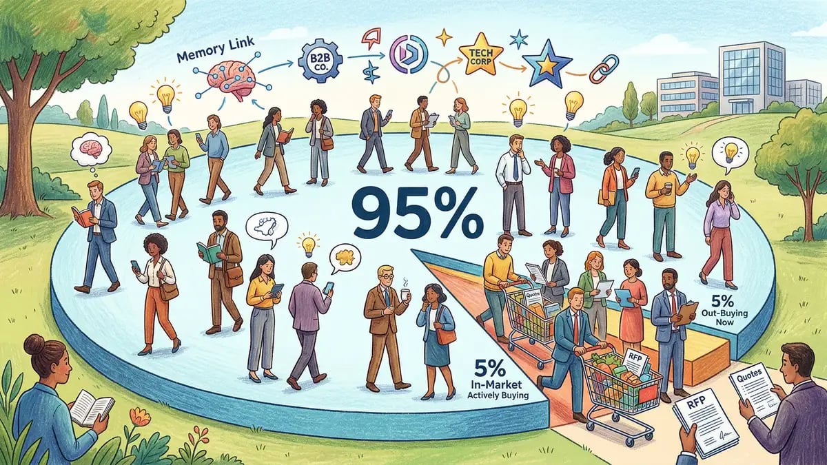 B2B buyer psychology showing 95 percent of target audience not actively shopping, 5 percent in active buying window