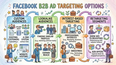 Facebook audience targeting hierarchy: first-party, behavioural, and broad prospecting audiences for B2B