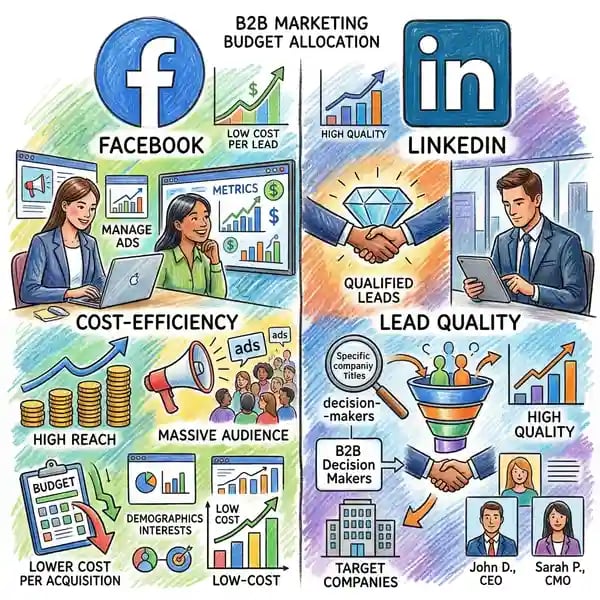 Facebook versus LinkedIn comparison for B2B advertising budget allocation