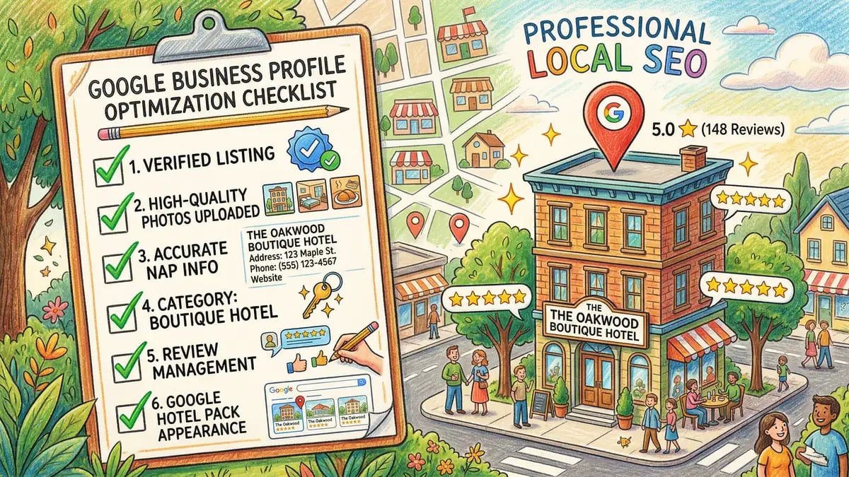 Google Business Profile optimisation checklist for hotels with local SEO setup steps
