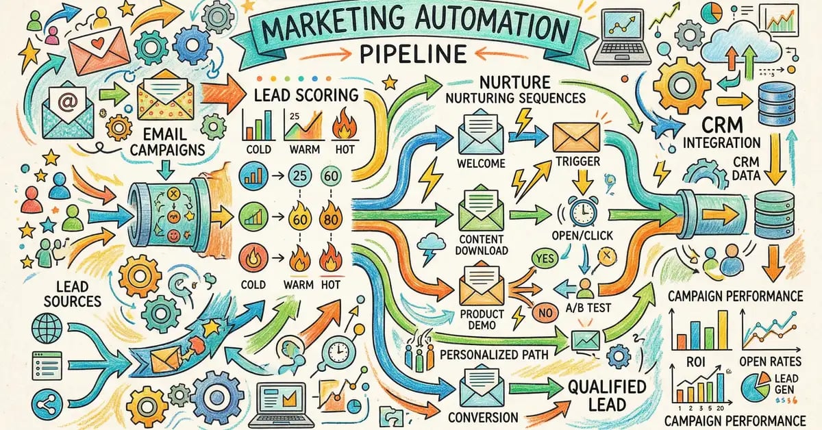 Marketing automation strategy for the inbound close phase showing lead nurturing and conversion workflows