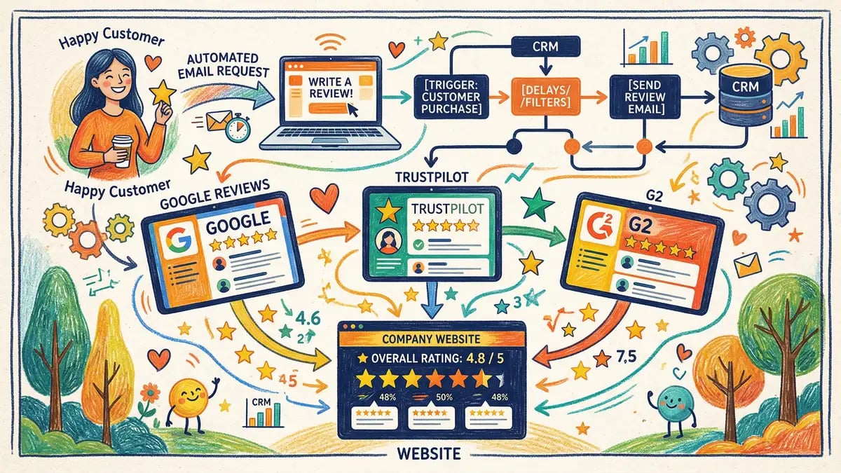 Google Business Profile interface showing review generation, Q&A, and customer engagement tools