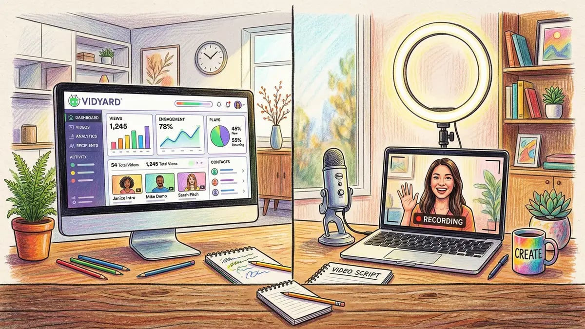 B2B video sales tools setup showing screen recording, video hosting, and integration options