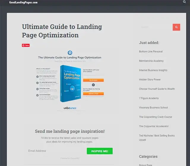 example of a great landing page design