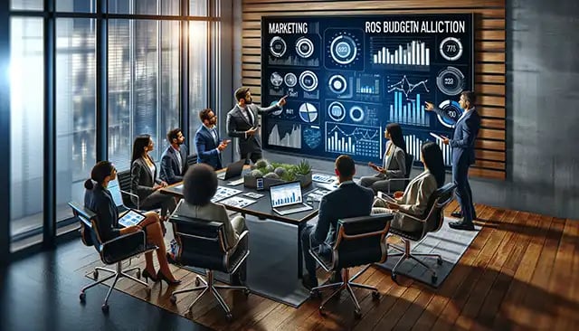 financial planning meeting focused on marketing budget allocation