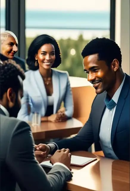 men and women building rapport