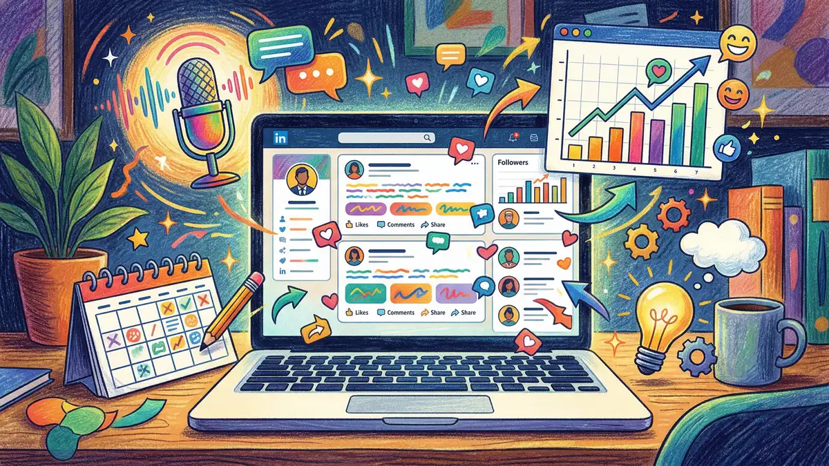 LinkedIn thought leadership strategy for UK accountants showing content planning, engagement metrics, and professional networking