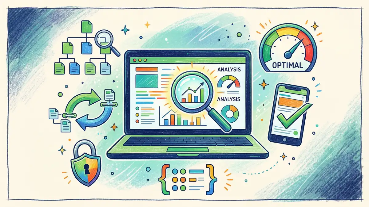 Technical SEO elements for an accountant website including schema markup, site speed optimisation, and mobile-first design