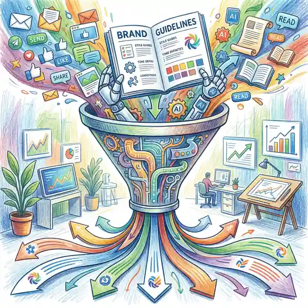 Brand voice consistency dashboard showing 77 percent of organizations with inconsistent brand messaging