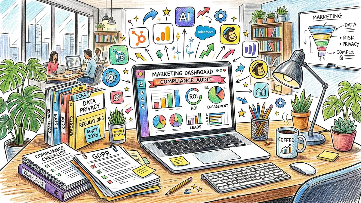 Marketing technology stack showing CRM email marketing and content tools