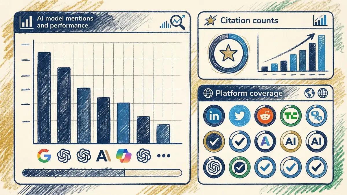AI search visibility monitoring dashboard showing citation tracking across platforms
