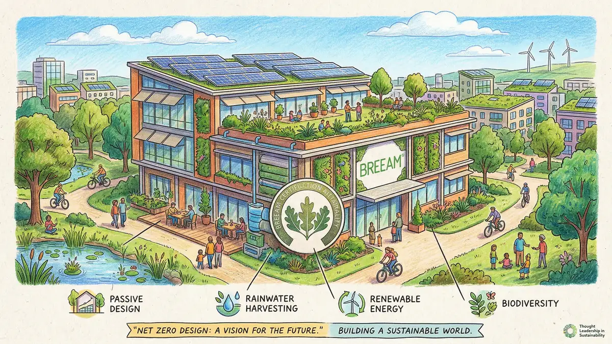 Sustainable architecture project with green building certification