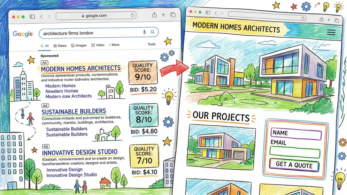 Google Ads search results for architecture keywords