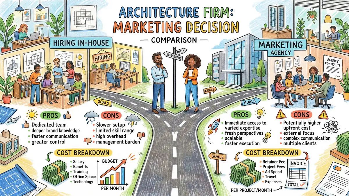Agency versus in-house marketing comparison for architects