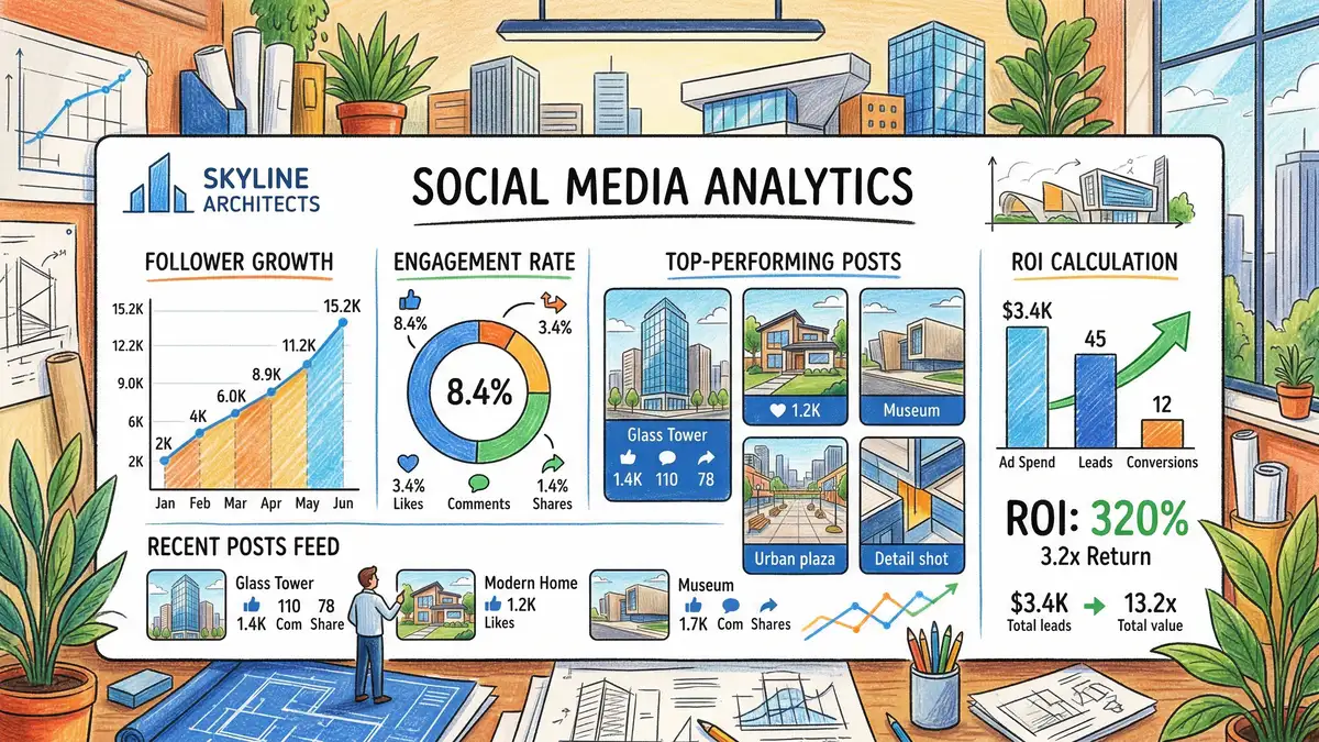 Social media analytics dashboard for architecture firm