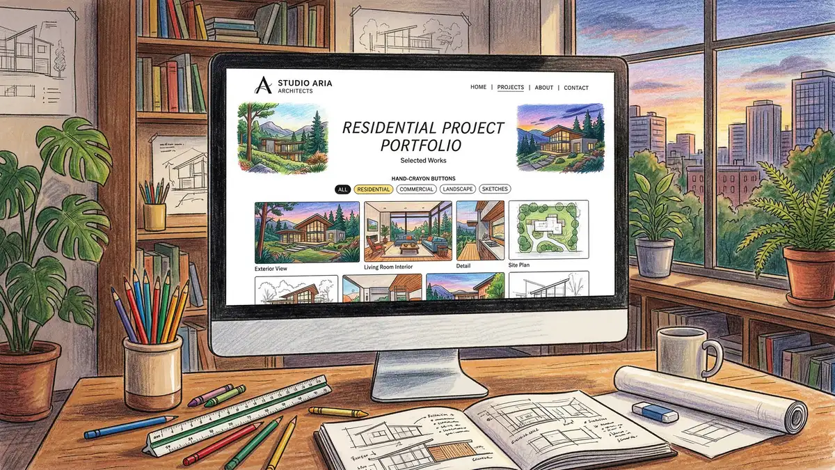 Architecture firm portfolio website with project gallery