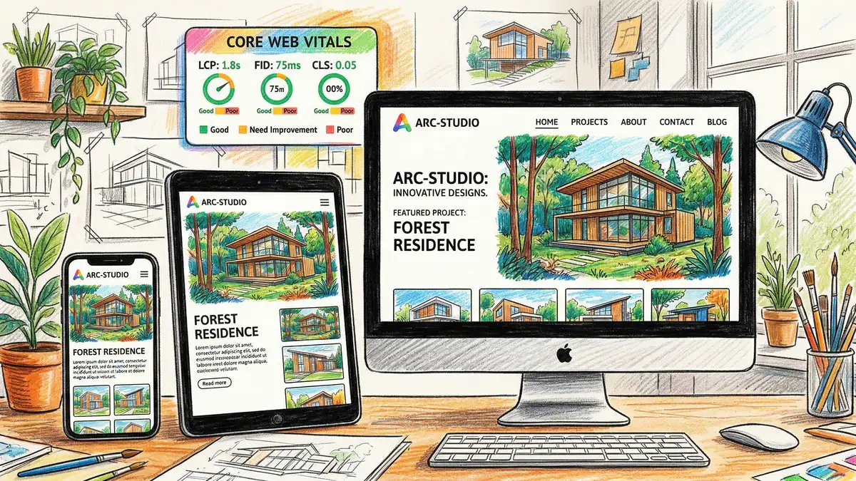 Responsive architecture website on multiple devices