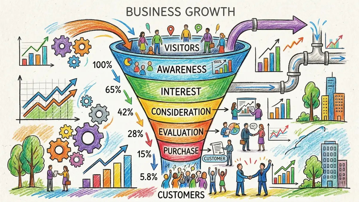 B2B lead generation funnel benchmarks by stage with top-10% comparison