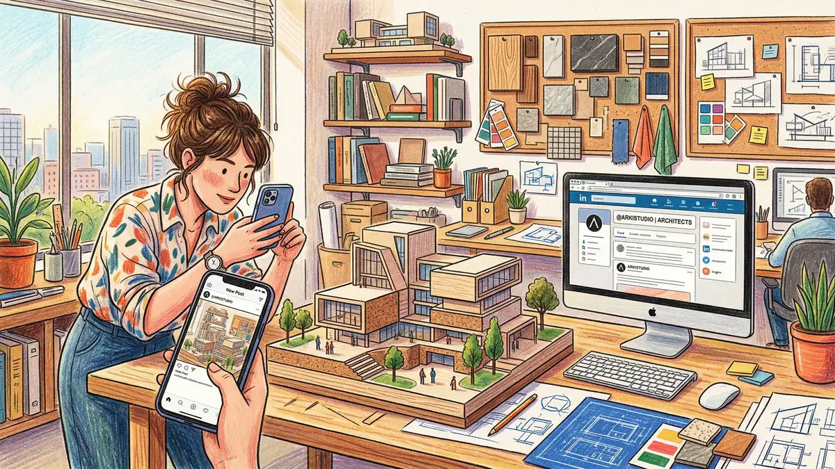 Social media content creation for an architecture firm