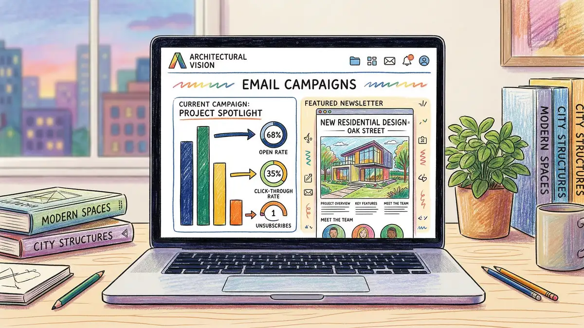 Email marketing dashboard for an architecture firm