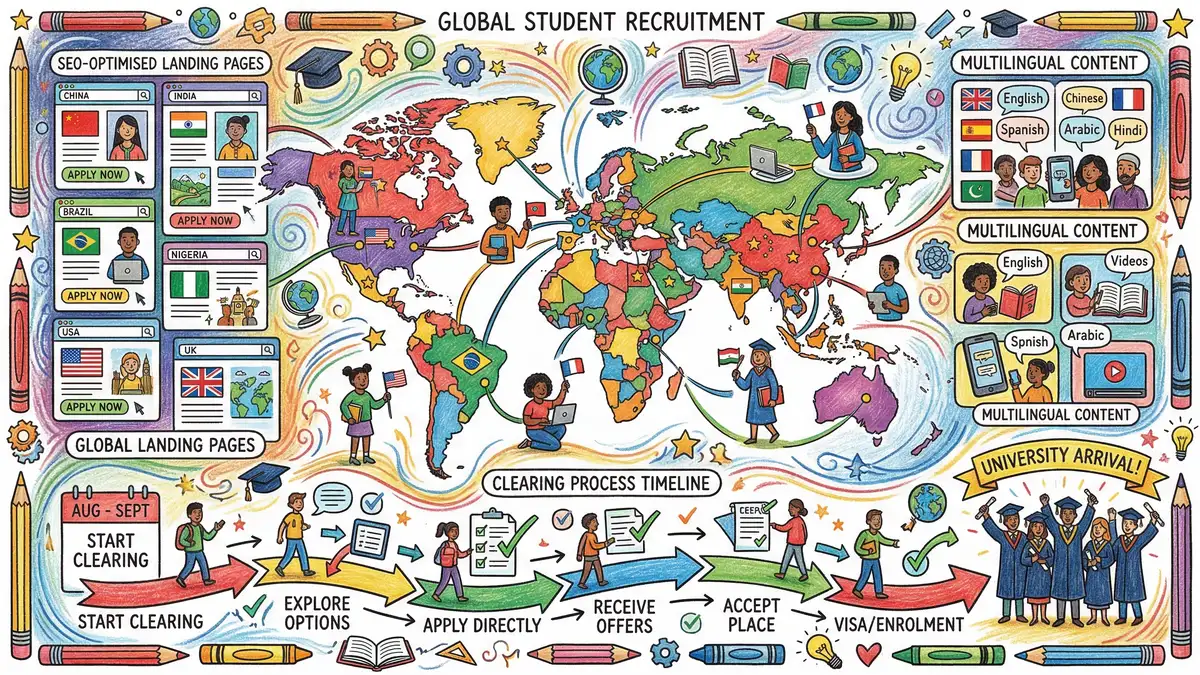 International student recruitment with SEO-optimised landing pages and multilingual content