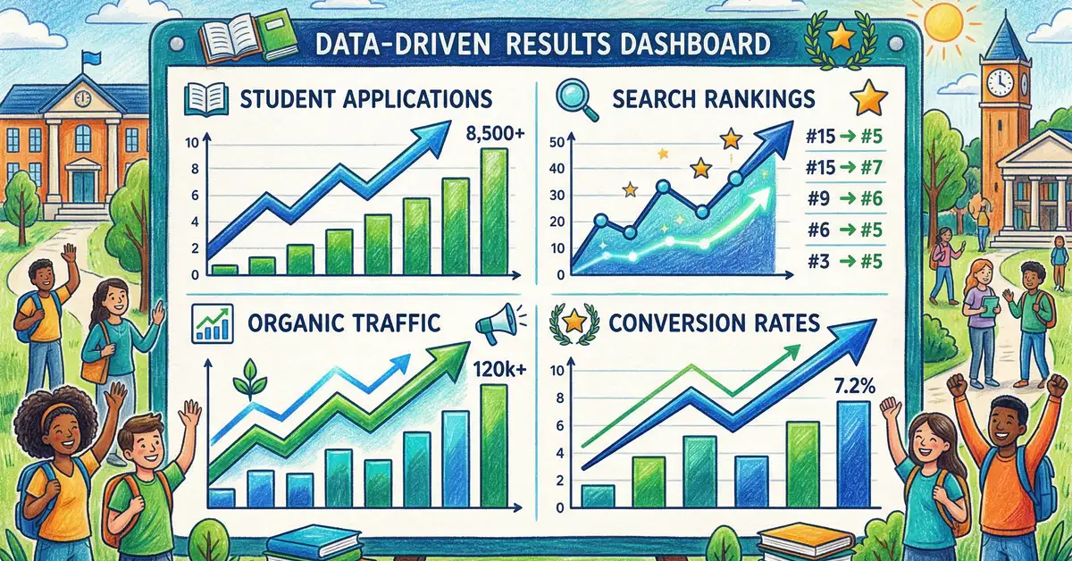 Higher education SEO results and metrics