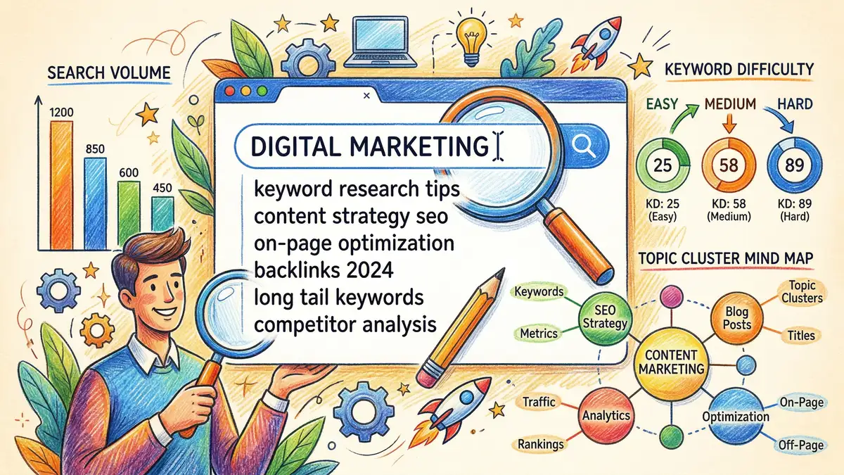 Keyword research methodology diagram showing traditional search and AI search optimization workflow