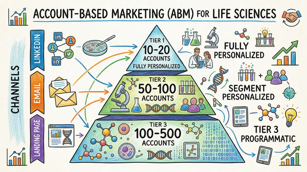 Three-tier life science ABM framework: strategic 1:1, scale 1:few, programmatic 1:many