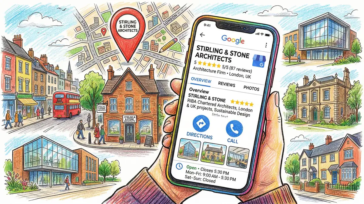 Google Business Profile listing for a British architecture firm