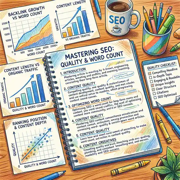 Chart showing correlation between article word count and number of backlinks generated