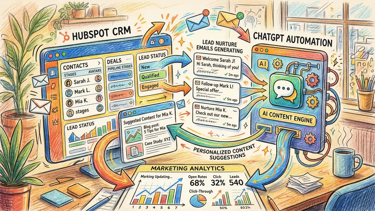 HubSpot CRM integrated with ChatGPT workflow automation for lead nurturing