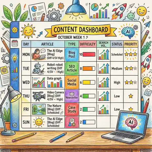 Content calendar dashboard with AI-prioritised publishing schedule