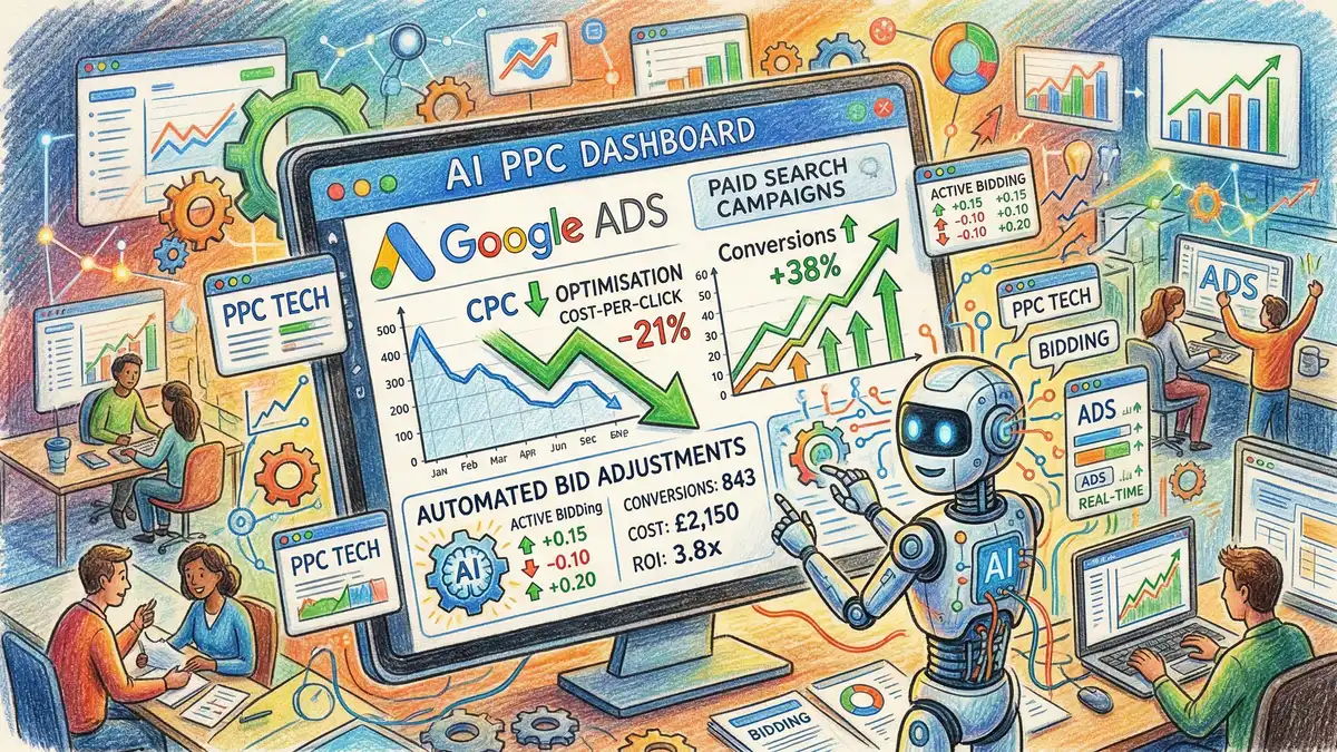 AI-powered PPC campaign management dashboard with automated bid adjustments