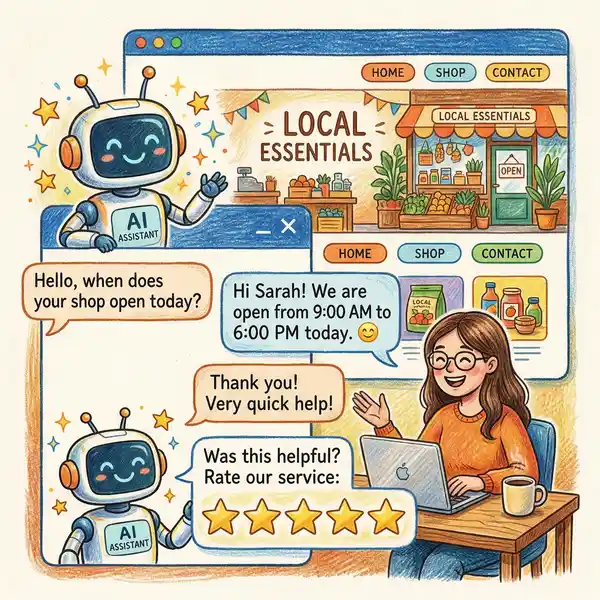 AI chatbot handling customer enquiries on a small business website