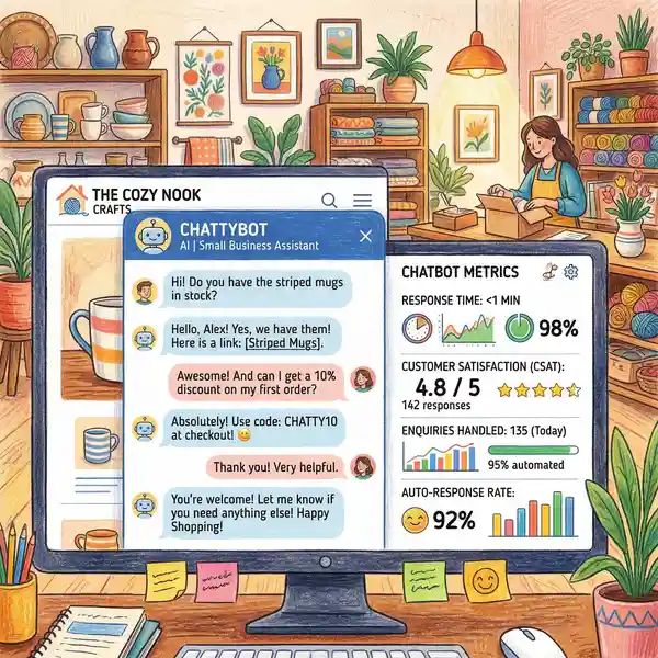 Small business AI chatbot handling customer enquiries
